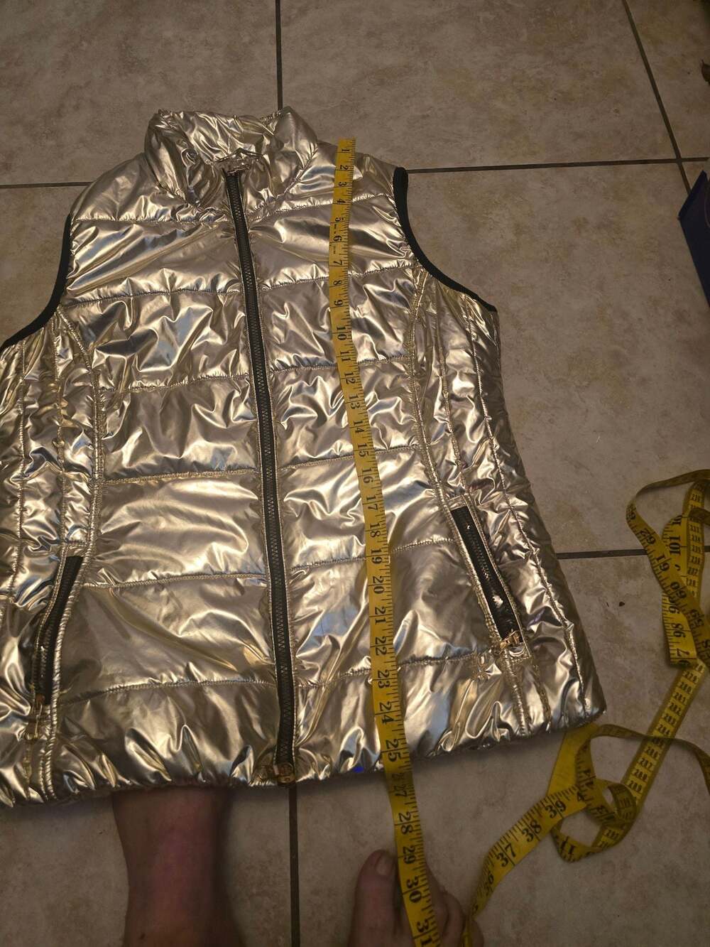 Lohla Sport Metallic Gold Quilted Puffer Vest - Picture 4 of 7